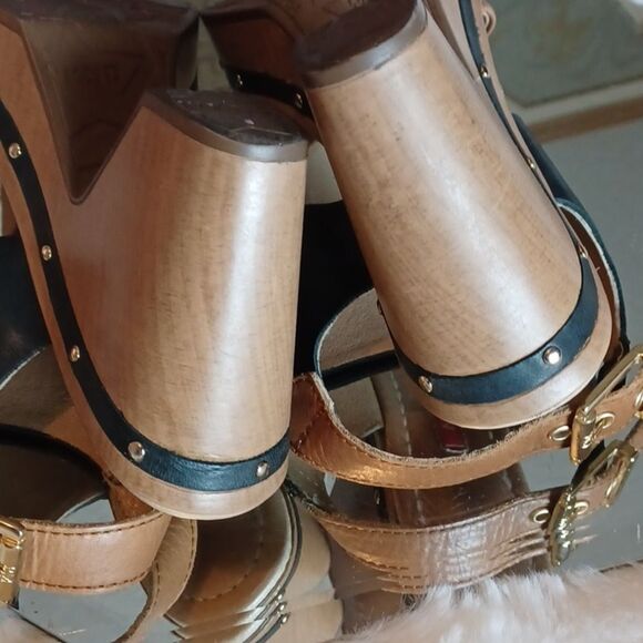 WKND Brown &Black Leather Studded Heels  38 = 7 - Picture 10 of 12